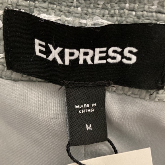 Express short green & white blazer, faux pockets size Medium - Picture 12 of 15